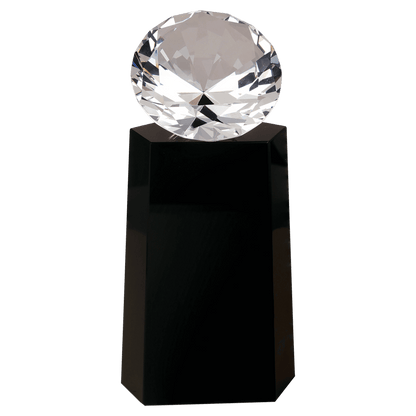 3D Crystal Diamond Award with Pedestal Base - Black - Awards & More #