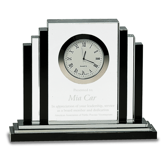 Crystal Clock Award with Black Trim