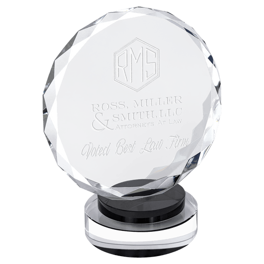 Round Facet Crystal on Round Base - Black - Awards & More #