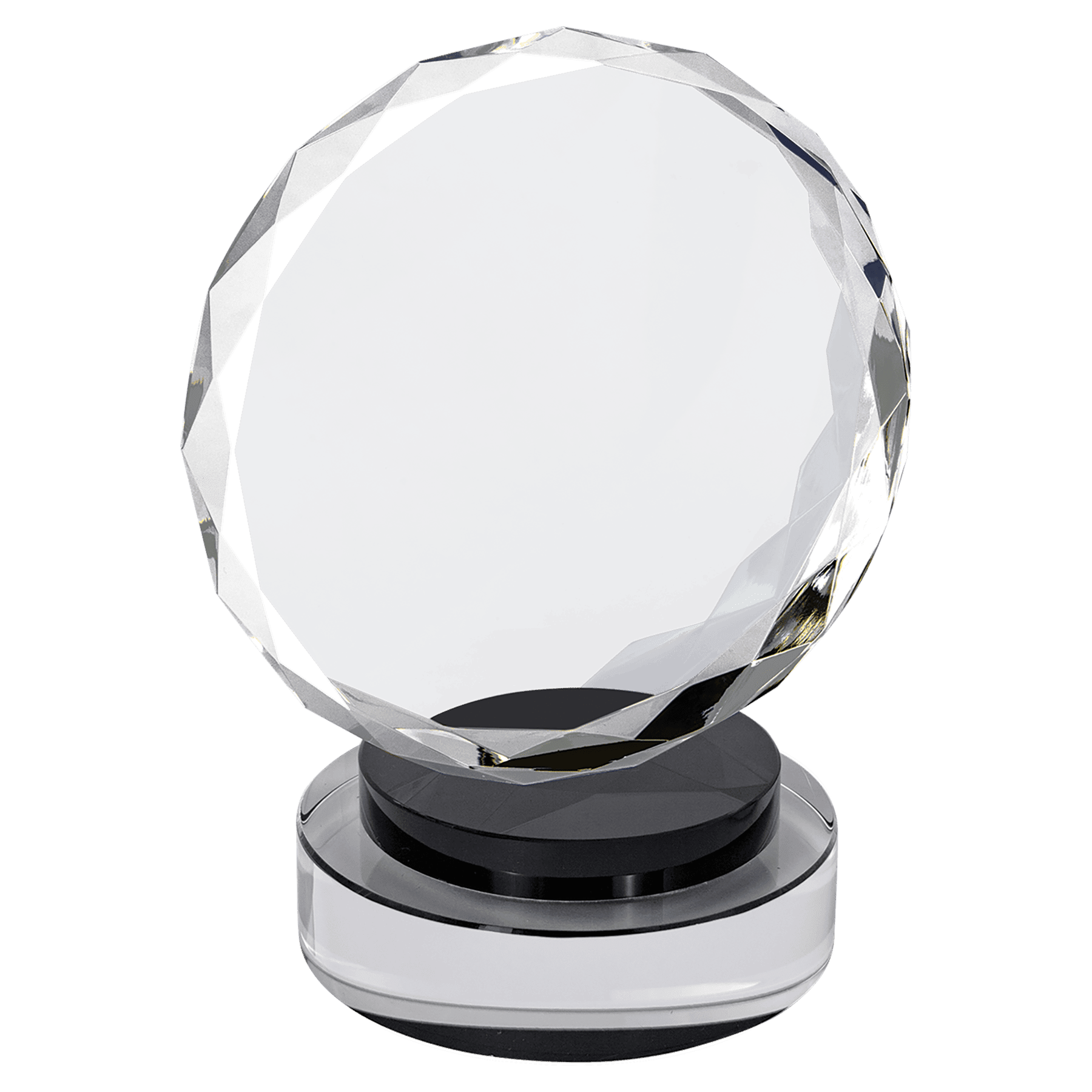 Round Facet Crystal on Round Base - Black - Awards & More #