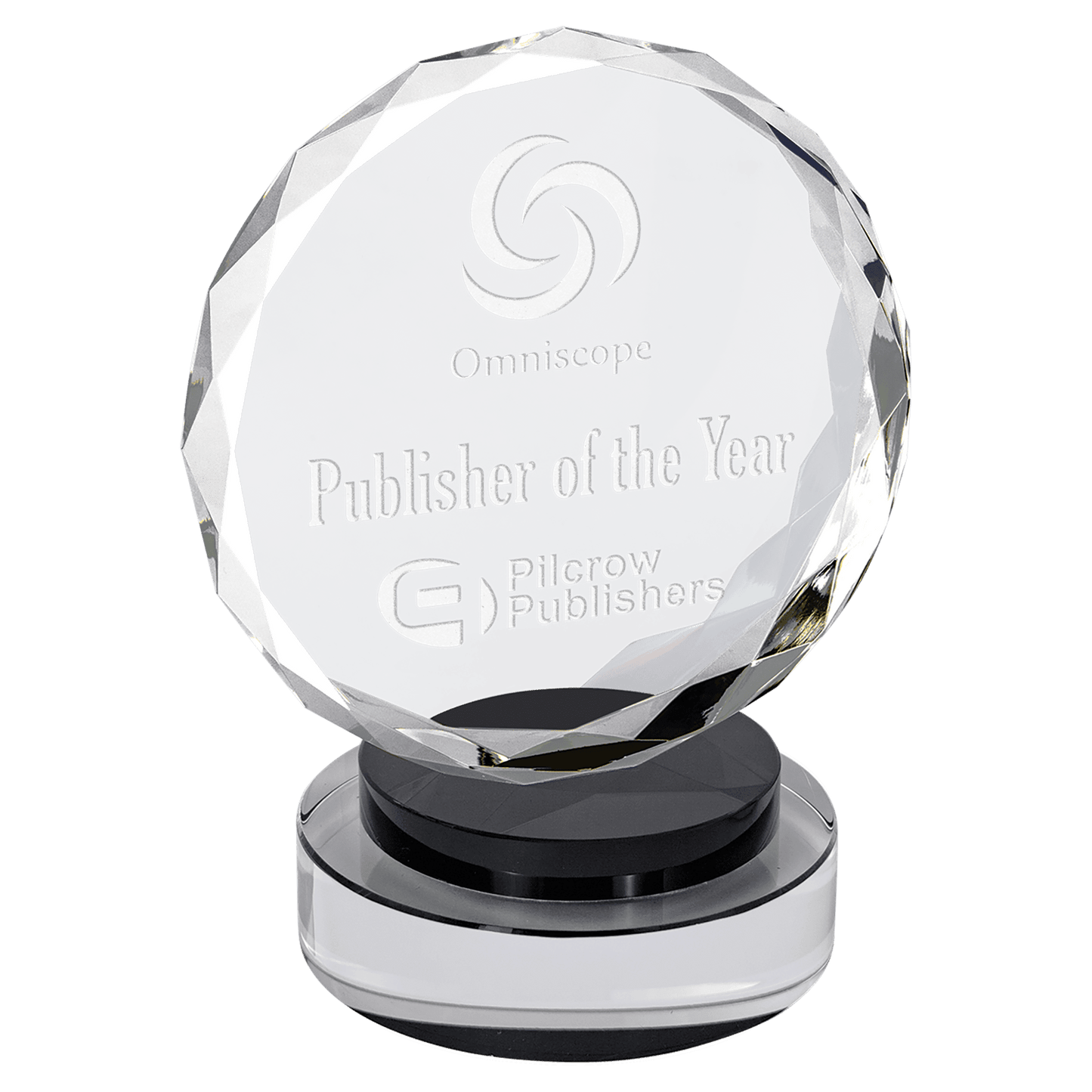 Round Facet Crystal on Round Base - Black - Awards & More #