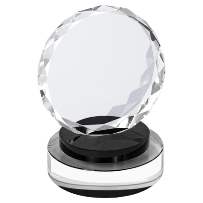 Round Facet Crystal on Round Base - Black - Awards & More #