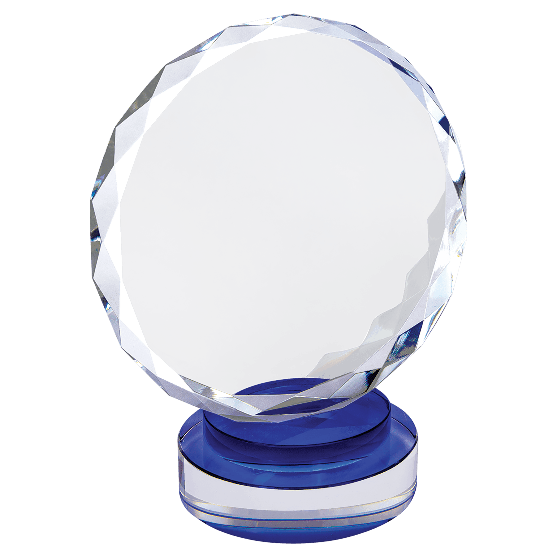 Round Facet Crystal on Round Base - Blue - Awards & More #