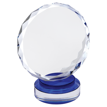 Round Facet Crystal on Round Base - Blue - Awards & More #