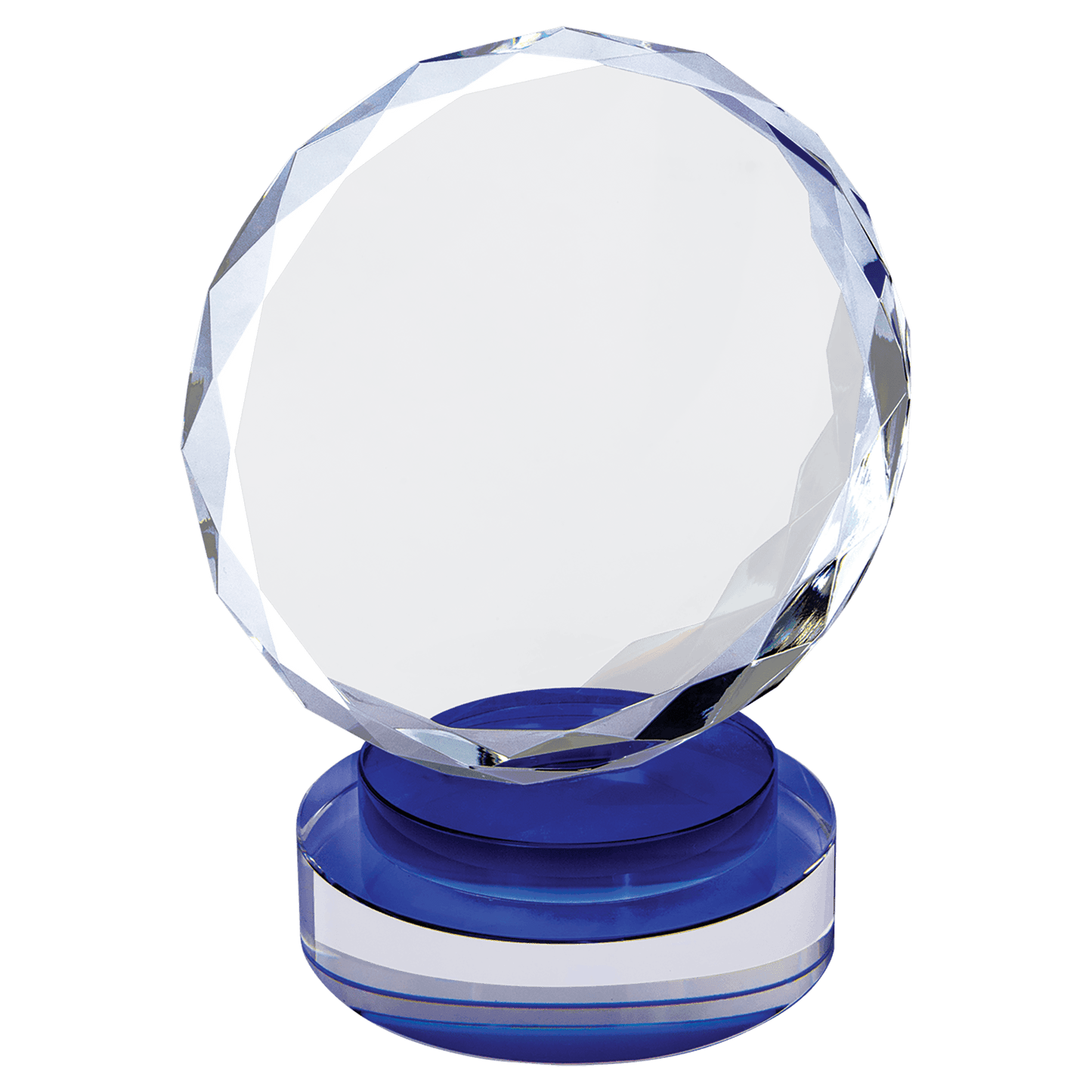 Round Facet Crystal on Round Base - Blue - Awards & More #