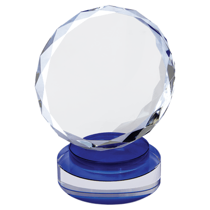 Round Facet Crystal on Round Base - Blue - Awards & More #