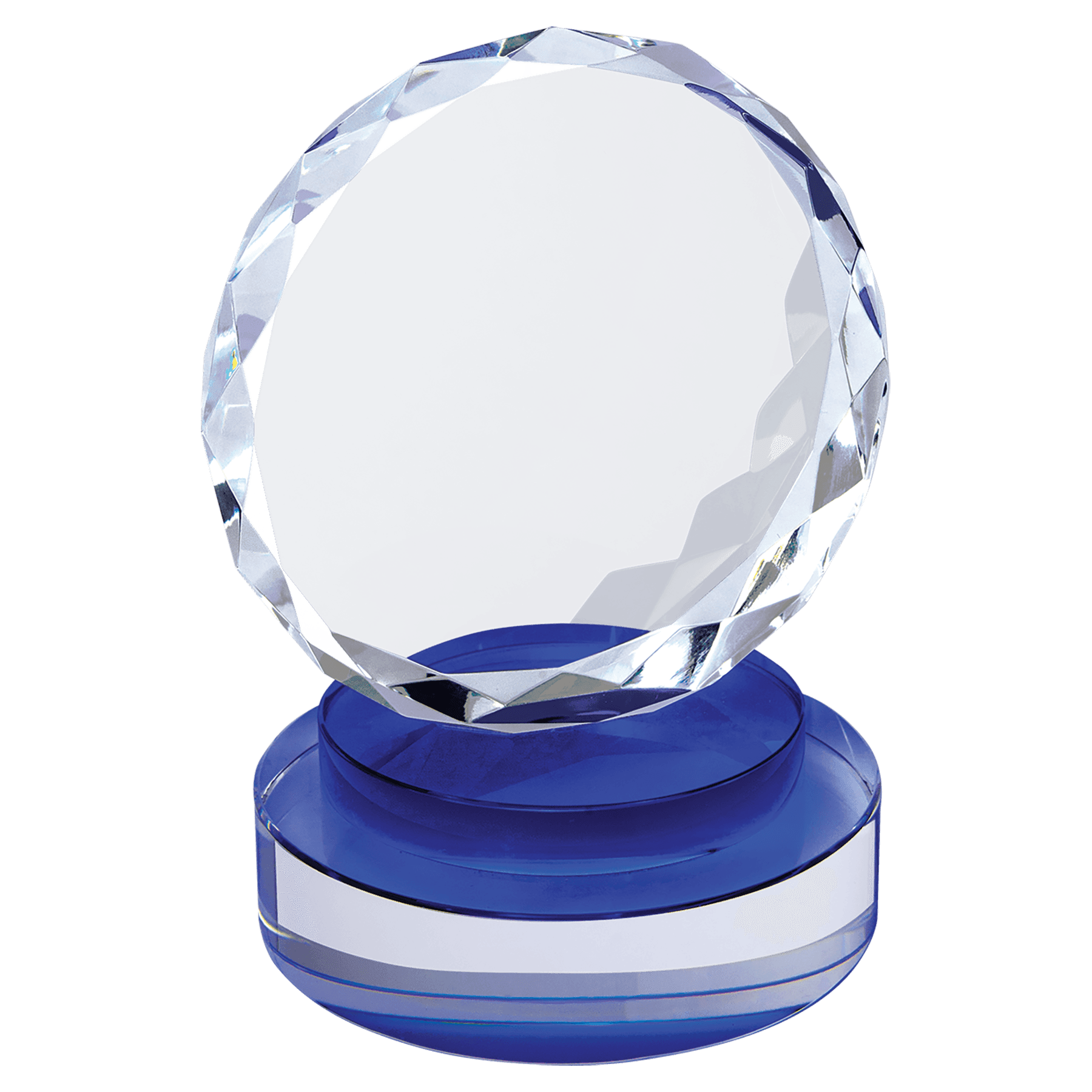 Round Facet Crystal on Round Base - Blue - Awards & More #