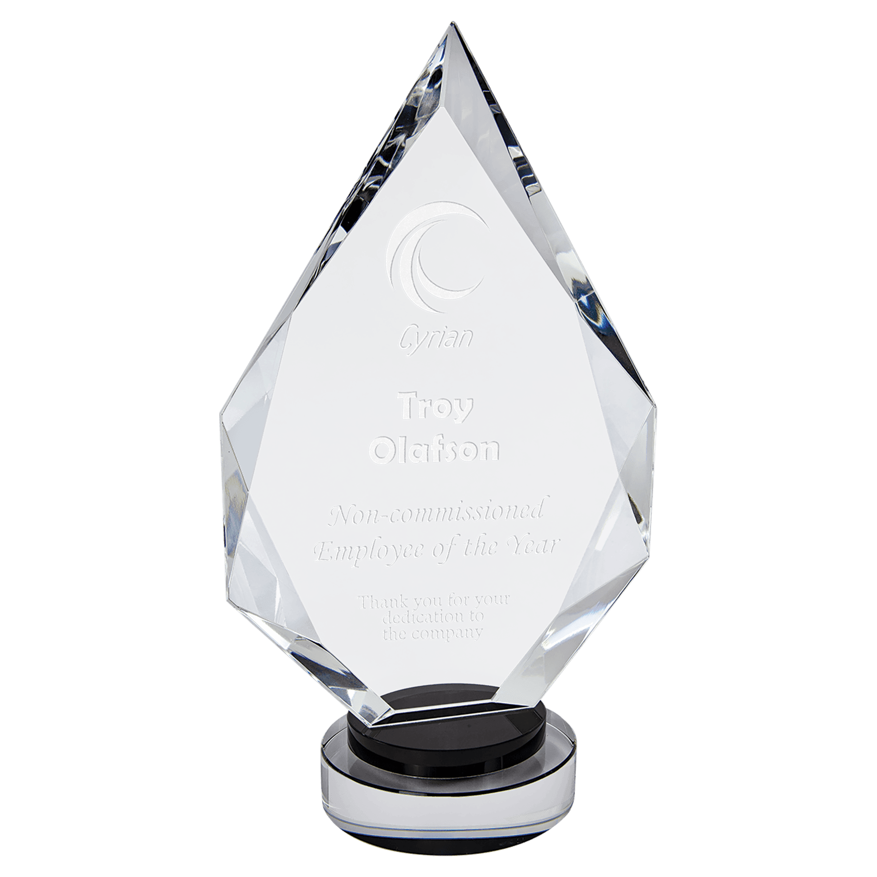 Diamond Crystal with Round Base - Black - Awards & More #
