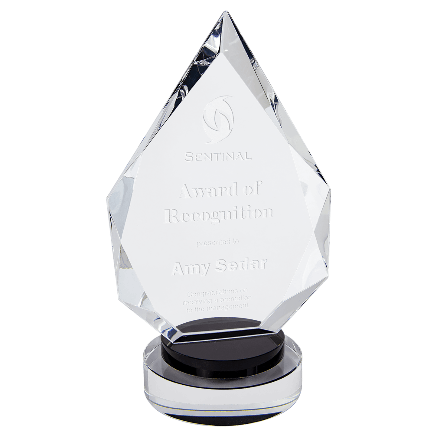 Diamond Crystal with Round Base - Black - Awards & More #