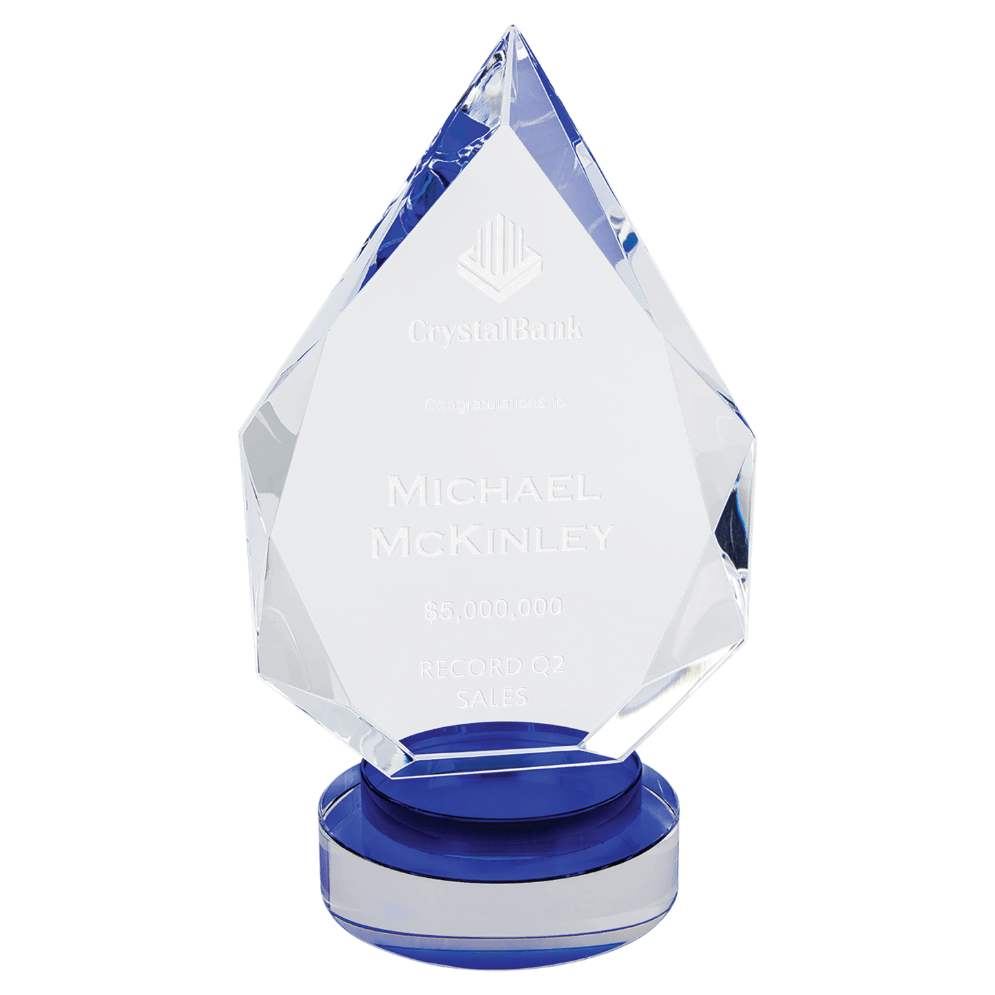 Diamond Crystal with Round Base - Blue - Awards & More #
