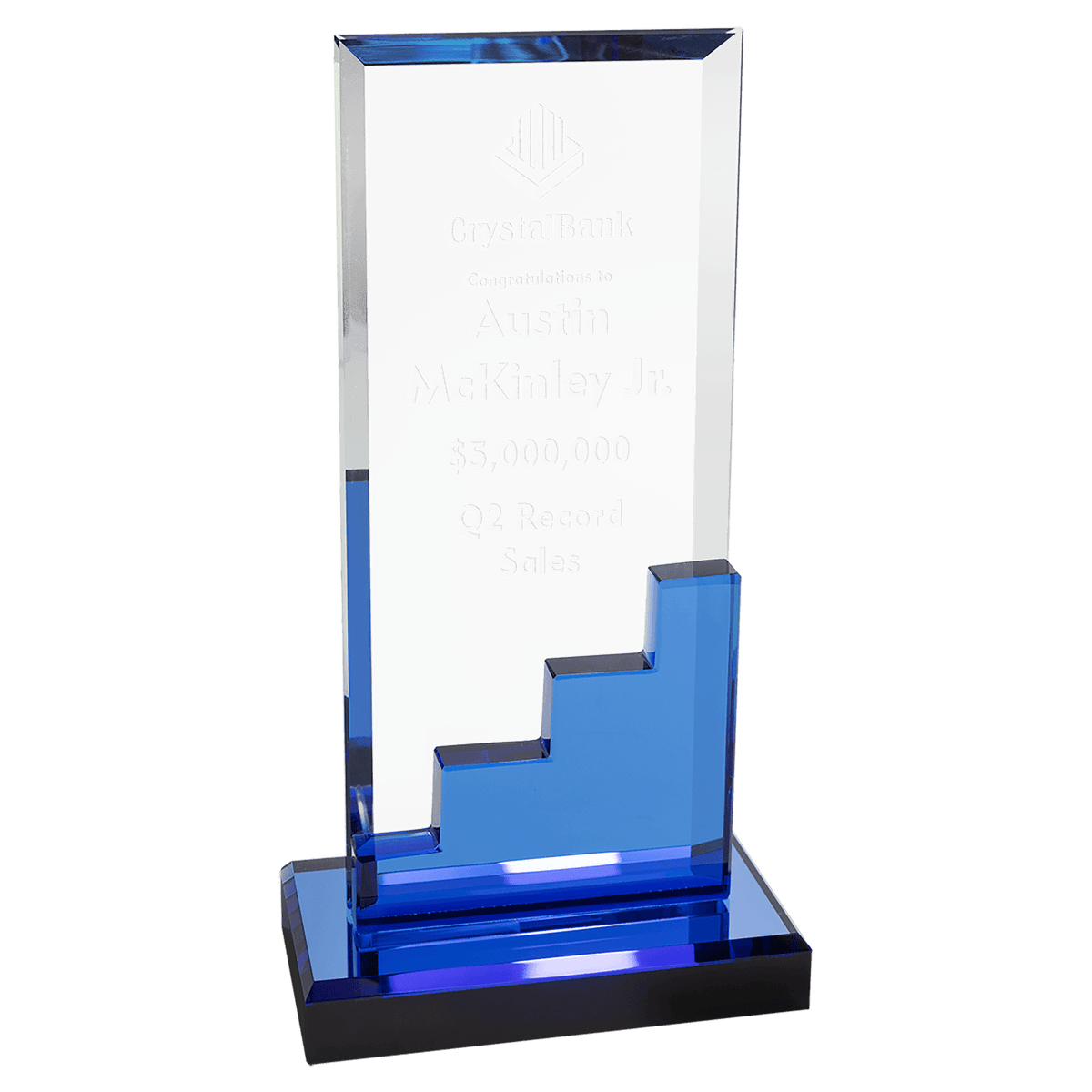 Crystal Staircase with Mirror Base - Blue - Awards & More