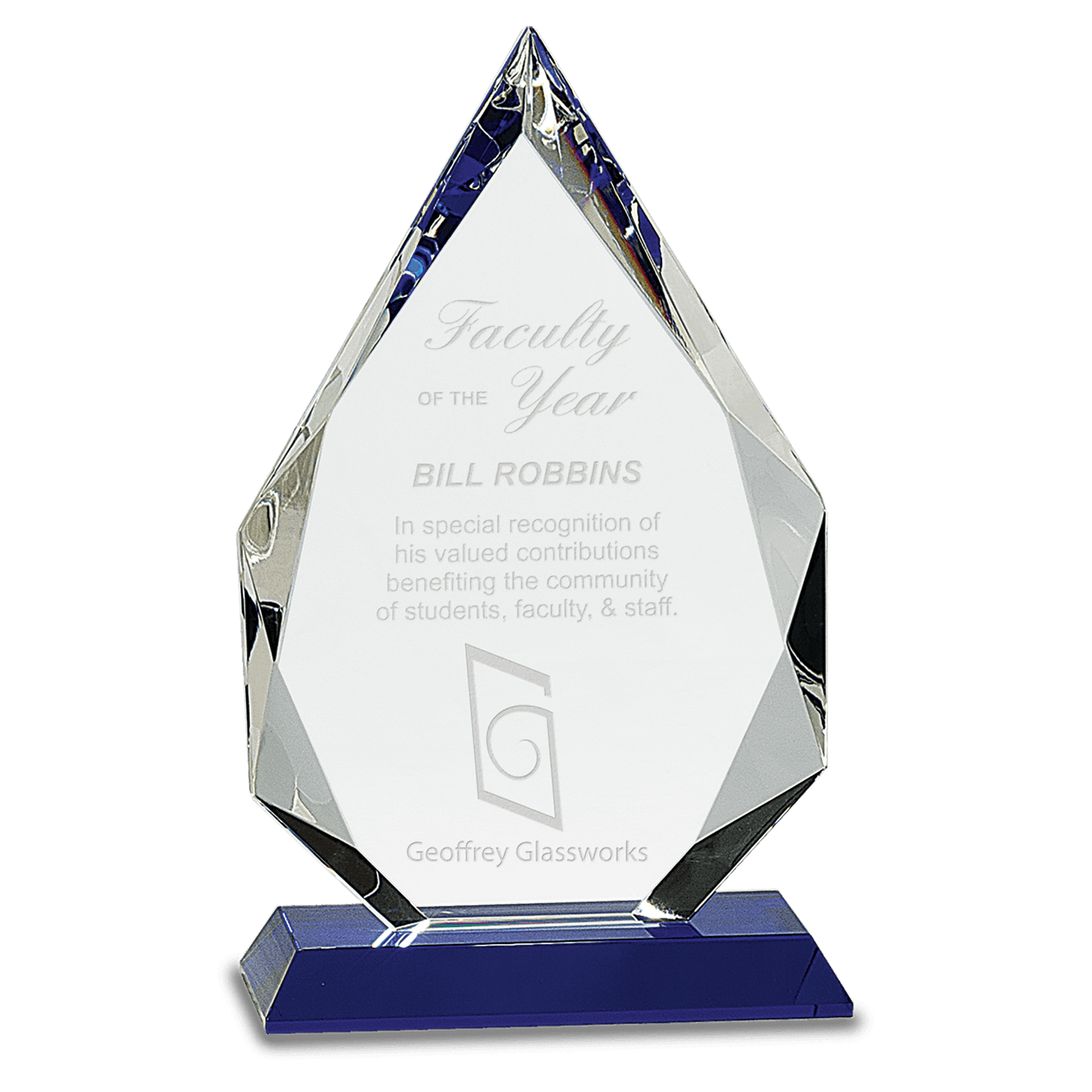 Diamond Crystal with Pedestal Base - Blue - Awards & More #