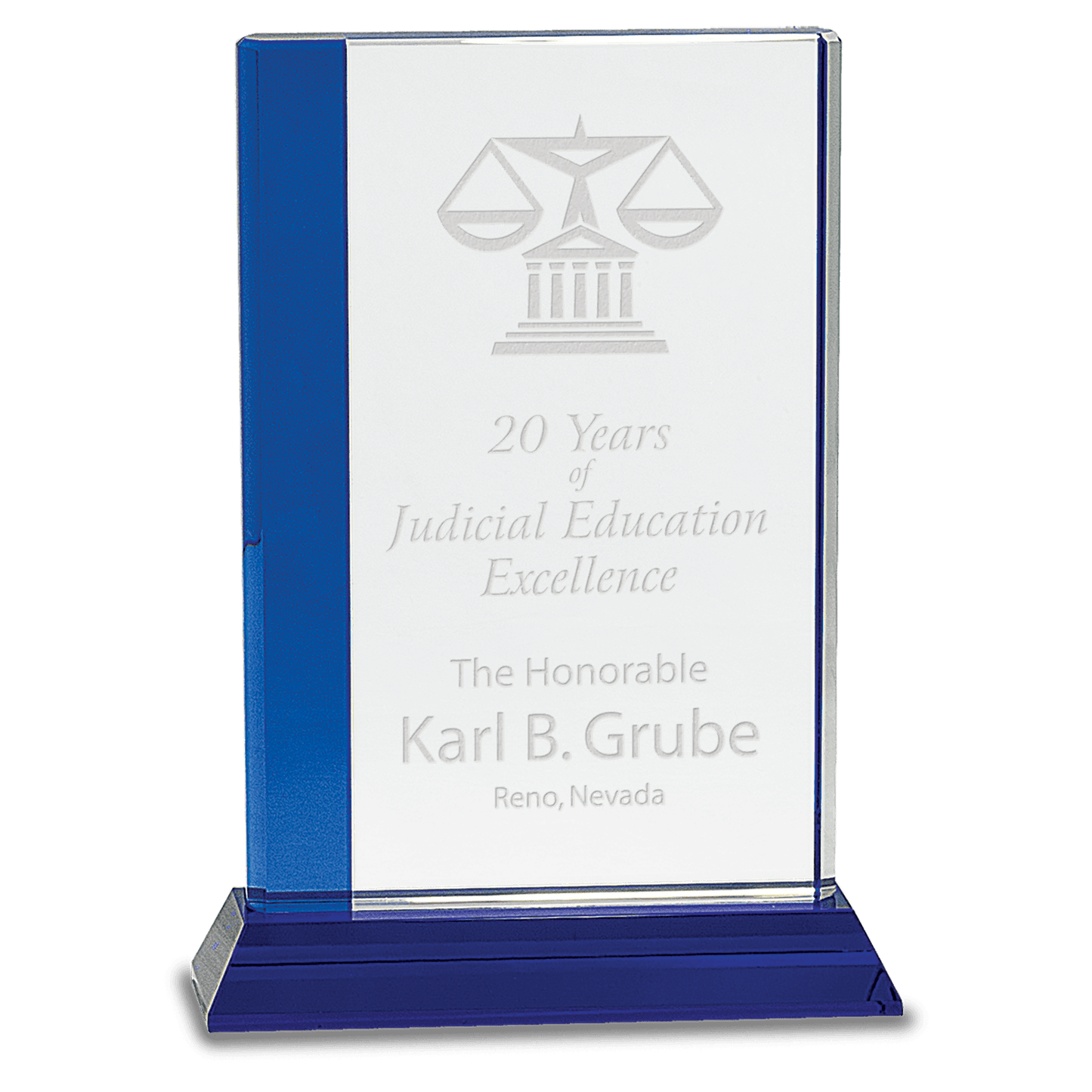 Edge Crystal with Base - Blue - Awards & More #
