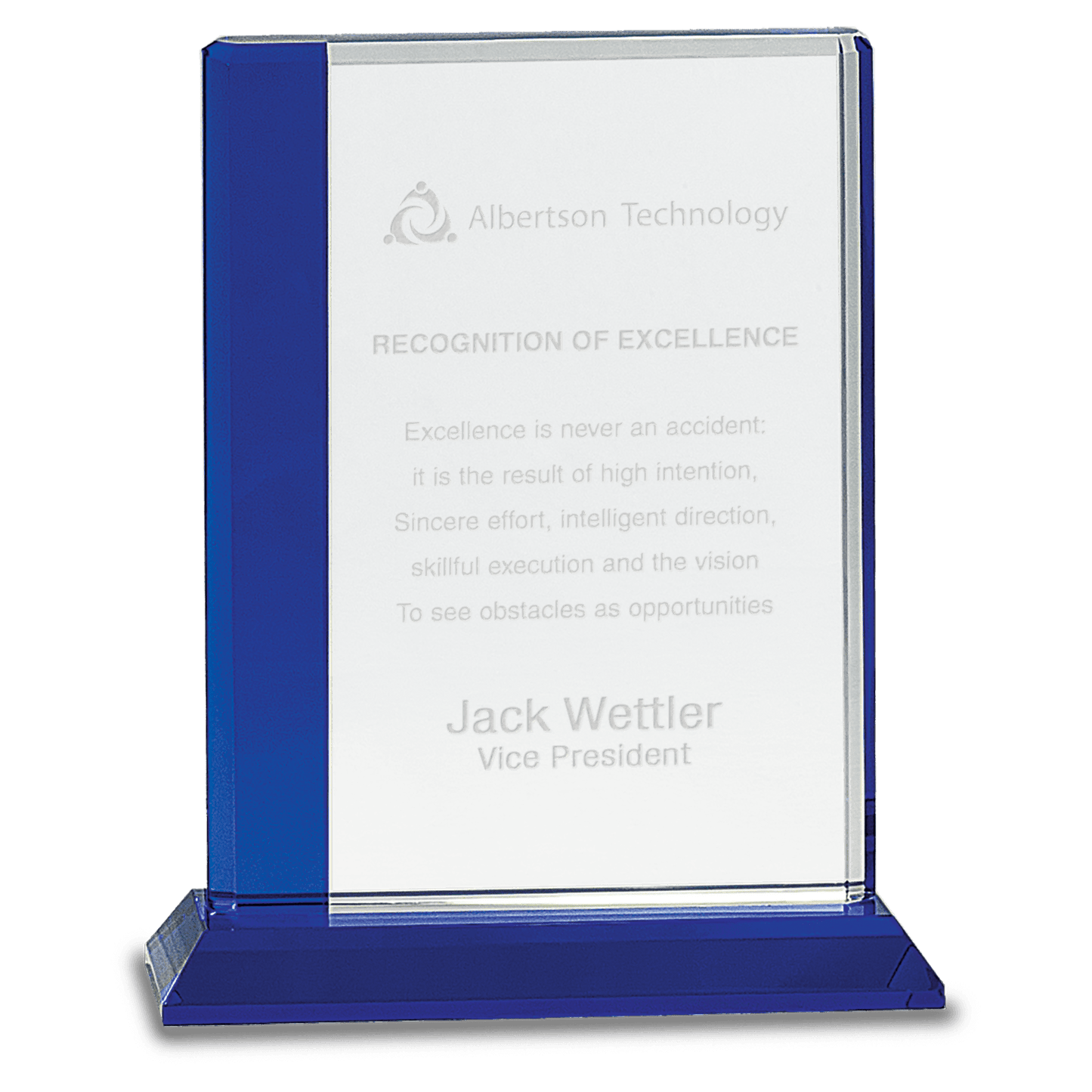 Edge Crystal with Base - Blue - Awards & More #