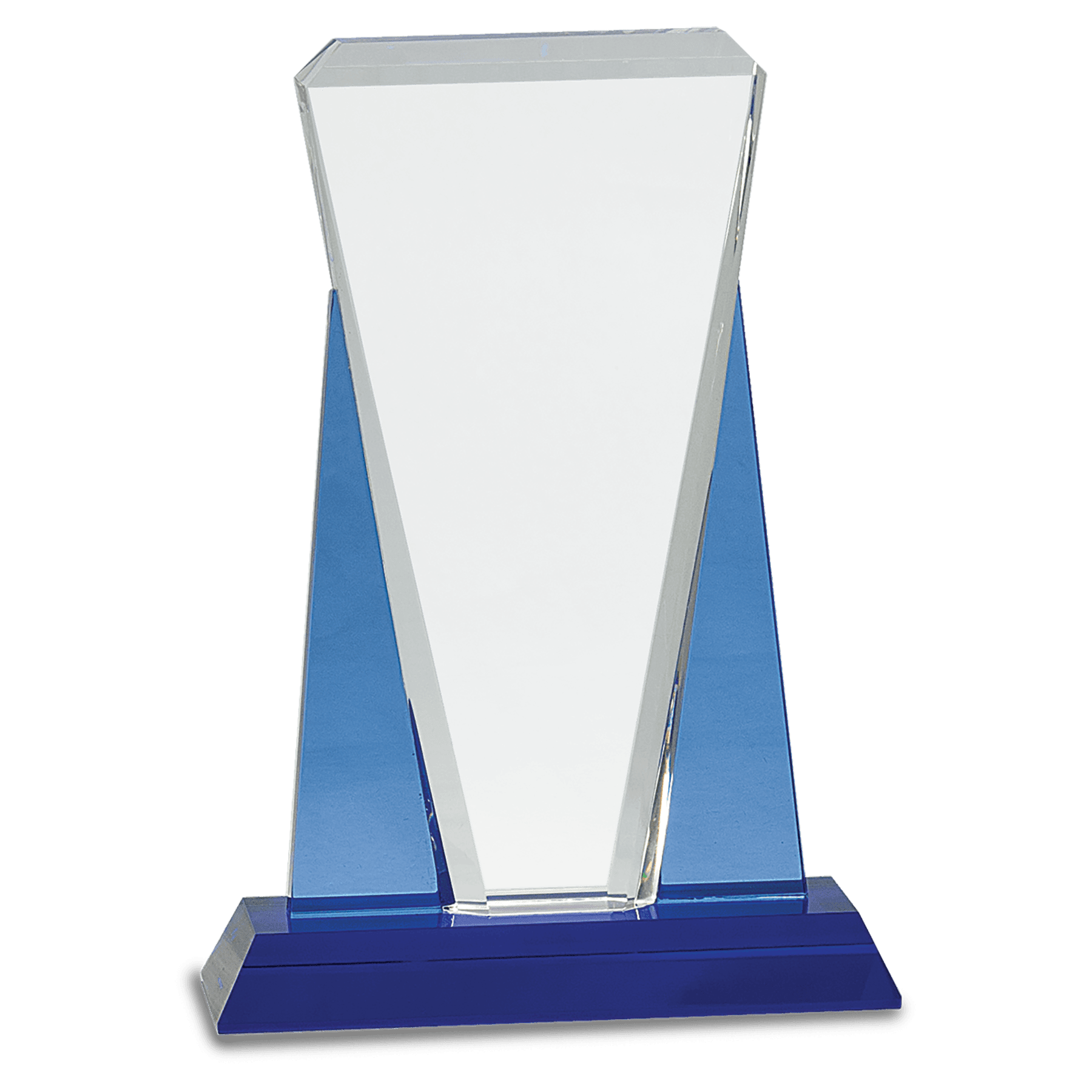 Wedge Crystal on Pedestal Base - Blue - Awards & More #