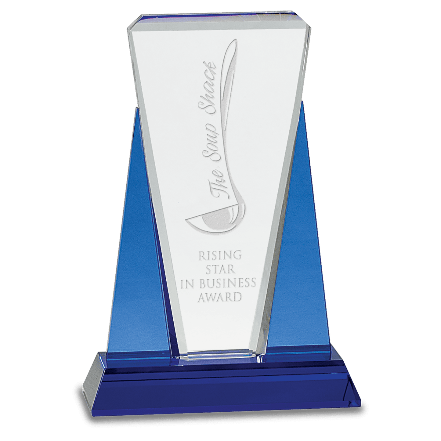 Wedge Crystal on Pedestal Base - Blue - Awards & More #
