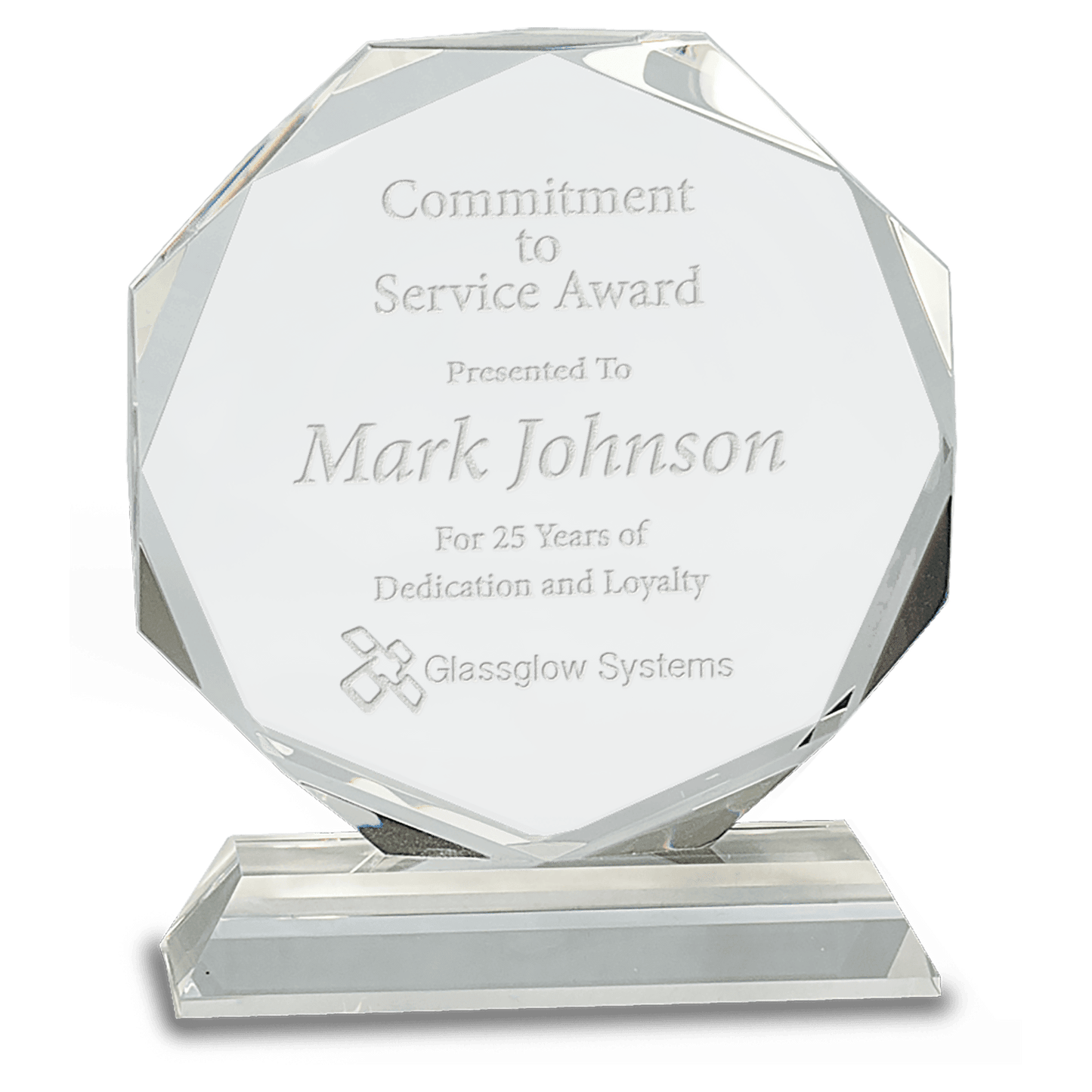 Crystal Octagon on Pedestal Base - Awards & More #