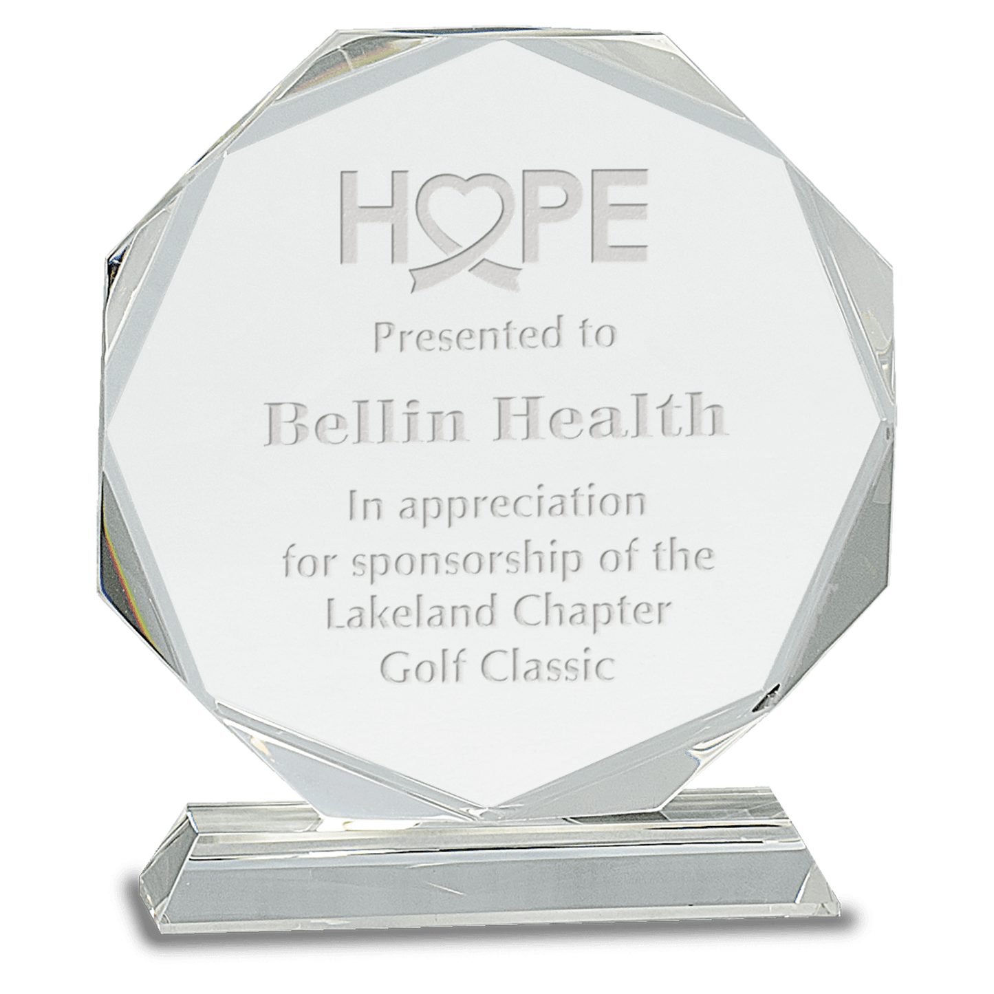 Crystal Octagon on Pedestal Base - Awards & More #