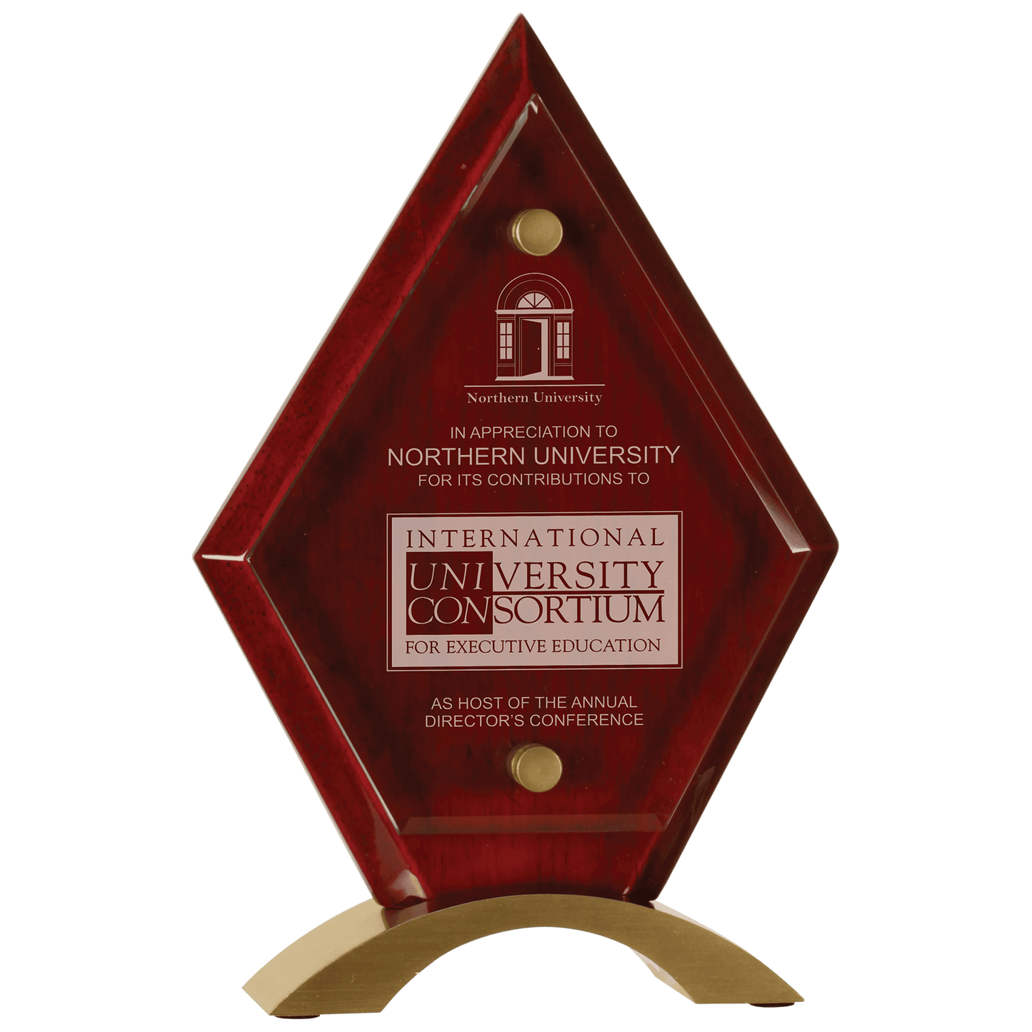 Diamond Floating Jade Glass Standup - Rosewood Piano Finish - Awards & More #