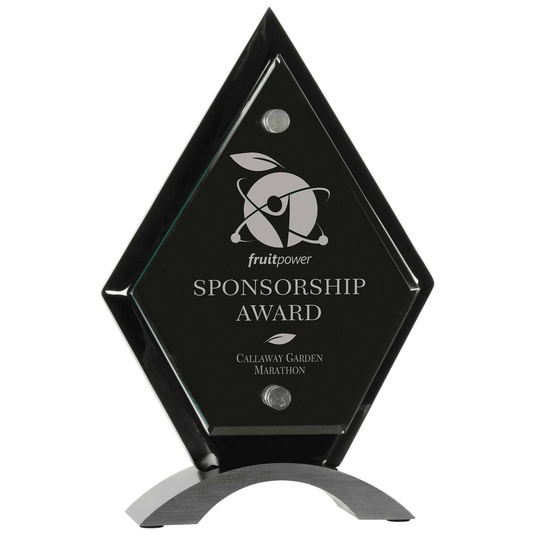 Diamond Floating Jade Glass Standup - Black Piano Finish - Awards & More #