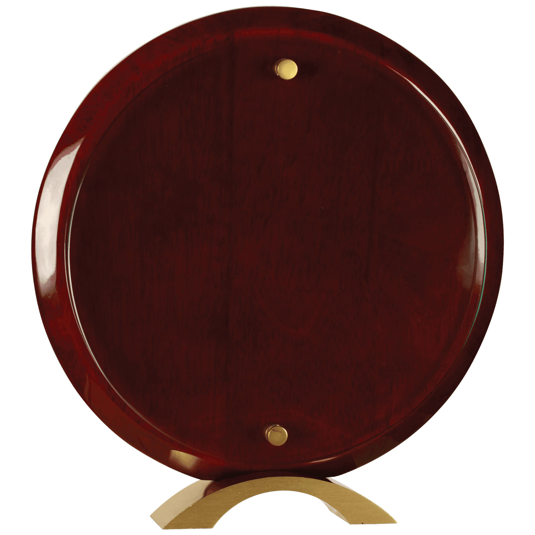Round Floating Jade Glass Standup - Rosewood Piano Finish - Awards & More #