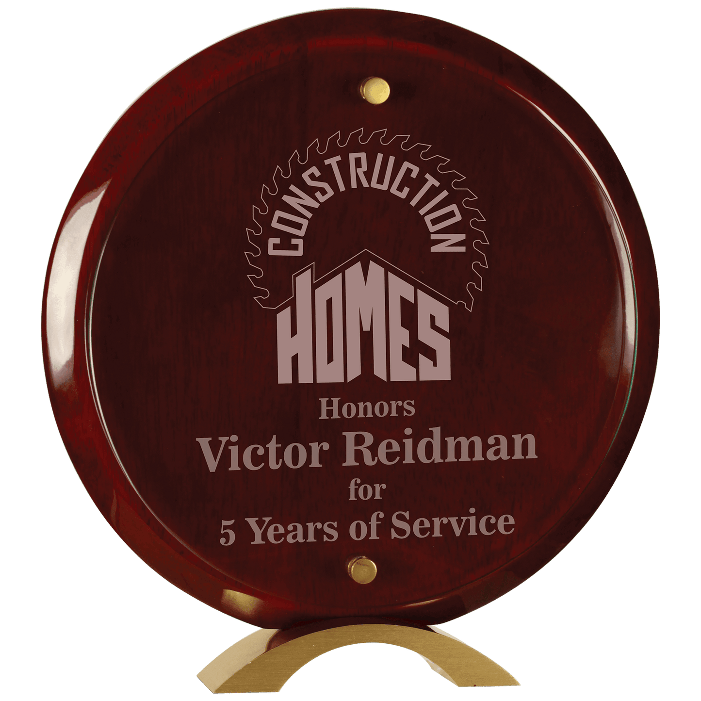 Round Floating Jade Glass Standup - Rosewood Piano Finish - Awards & More #