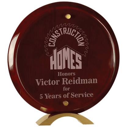 Round Floating Jade Glass Standup - Rosewood Piano Finish - Awards & More #