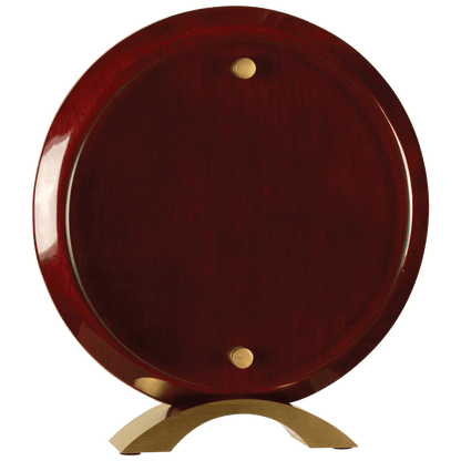 Round Floating Jade Glass Standup - Rosewood Piano Finish - Awards & More #