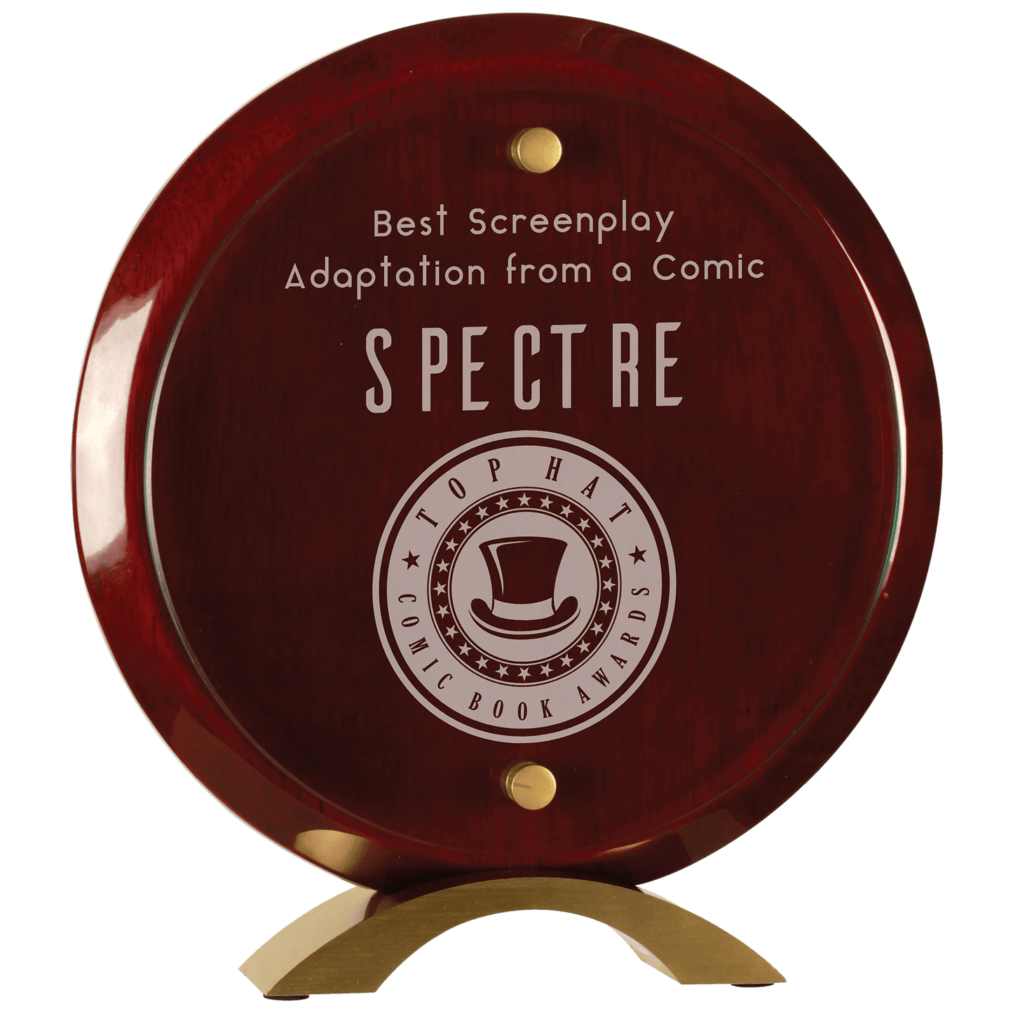 Round Floating Jade Glass Standup - Rosewood Piano Finish - Awards & More #