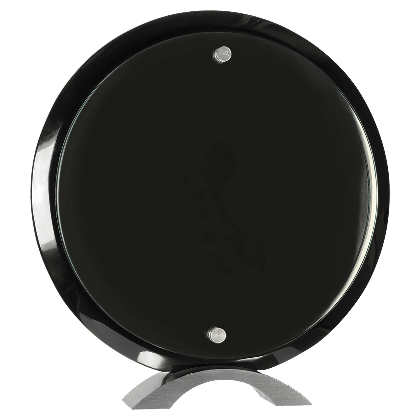 Round Floating Jade Glass Standup - Black Piano Finish - Awards & More #