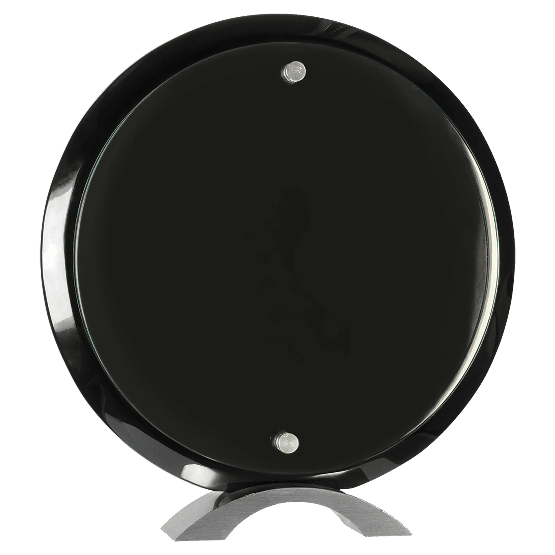 Round Floating Jade Glass Standup - Black Piano Finish - Awards & More #