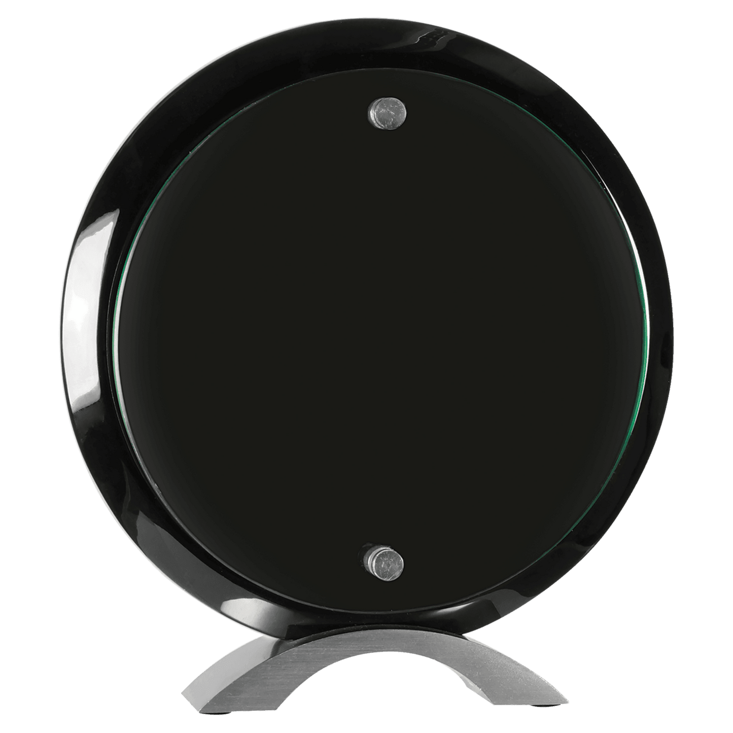 Round Floating Jade Glass Standup - Black Piano Finish - Awards & More #