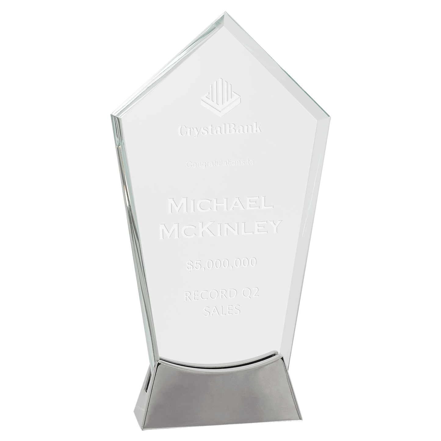Peak Platinum Glass with Full Metal Base - Awards & More #