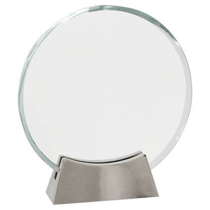 Round Platinum Glass with Full Metal Base - Awards & More #