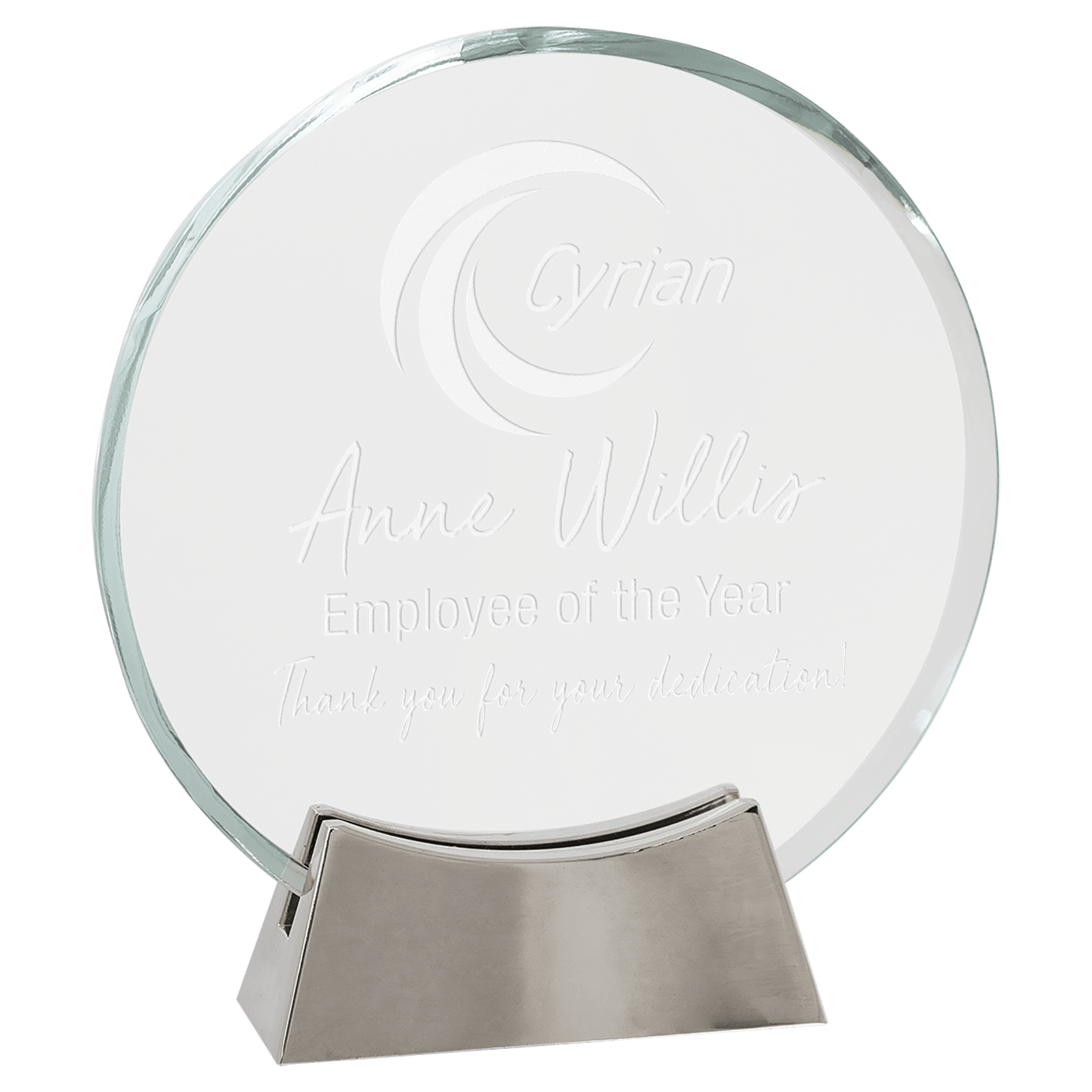 Round Platinum Glass with Full Metal Base - Awards & More #