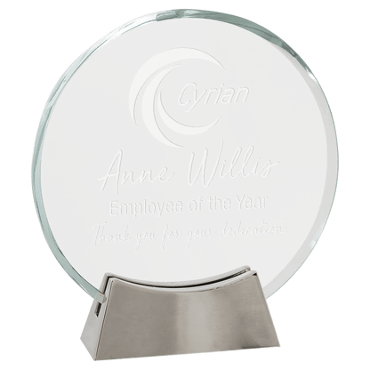 Round Platinum Glass with Full Metal Base - Awards & More #