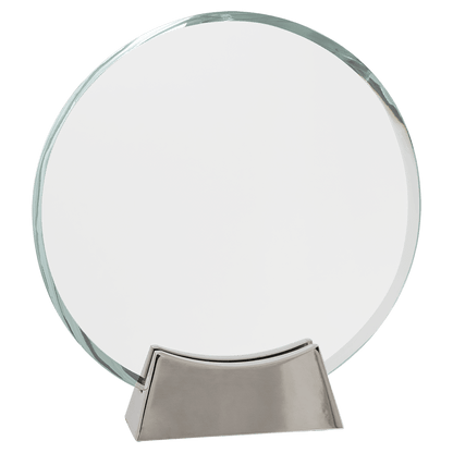 Round Platinum Glass with Full Metal Base - Awards & More #