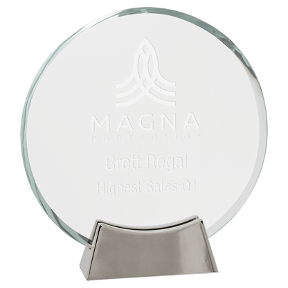 Round Platinum Glass with Full Metal Base - Awards & More #