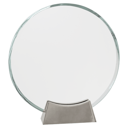 Round Platinum Glass with Full Metal Base - Awards & More #