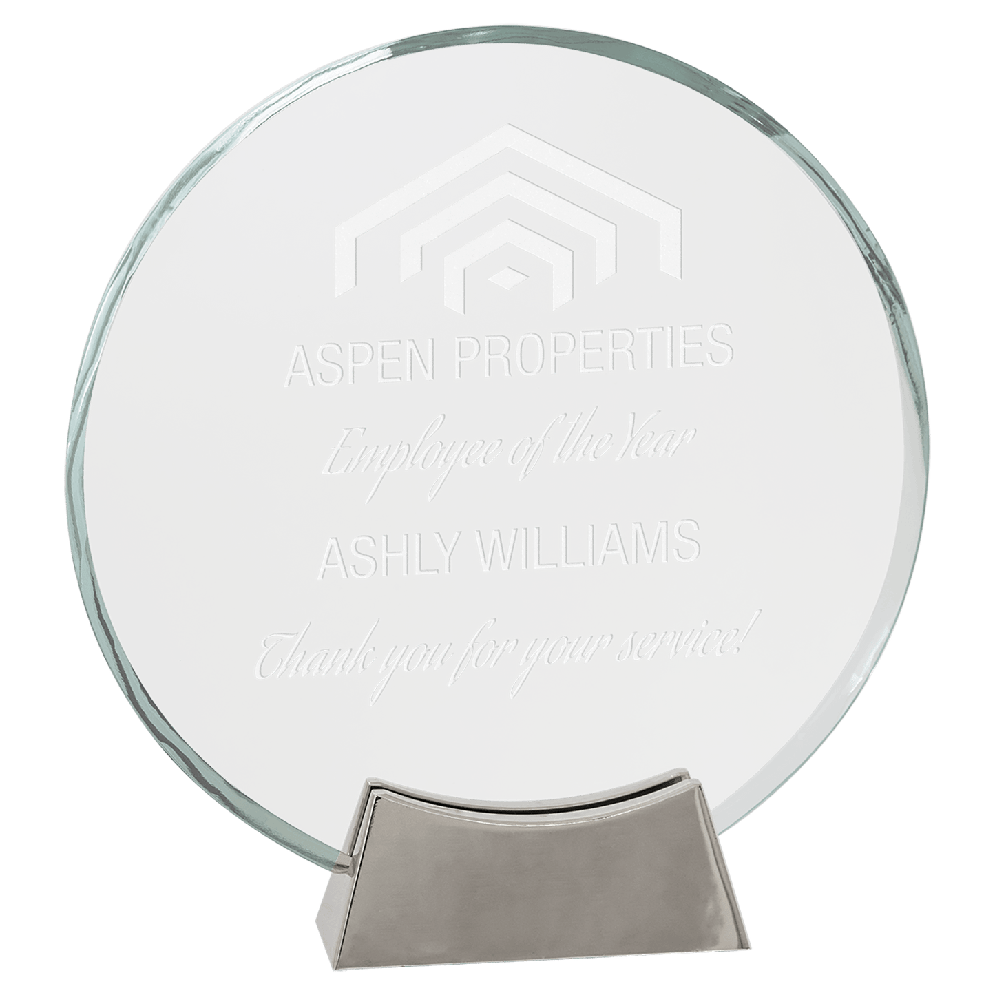 Round Platinum Glass with Full Metal Base - Awards & More #