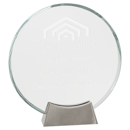 Round Platinum Glass with Full Metal Base - Awards & More #
