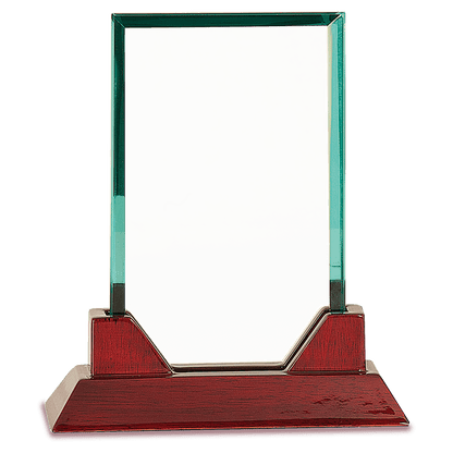 Rectangle Prestige Glass with Rosewood Base - Awards & More #