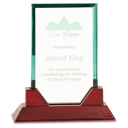 Rectangle Prestige Glass with Rosewood Base - Awards & More #