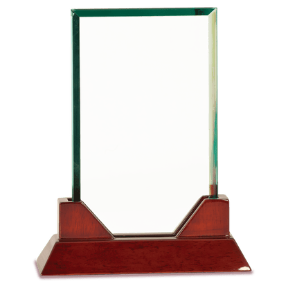 Rectangle Prestige Glass with Rosewood Base - Awards & More #