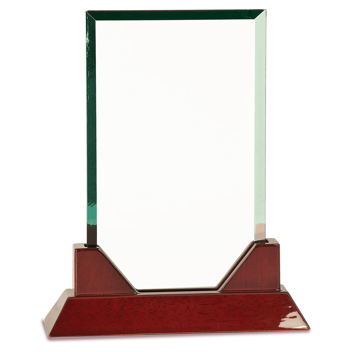 Rectangle Prestige Glass with Rosewood Base - Awards & More #