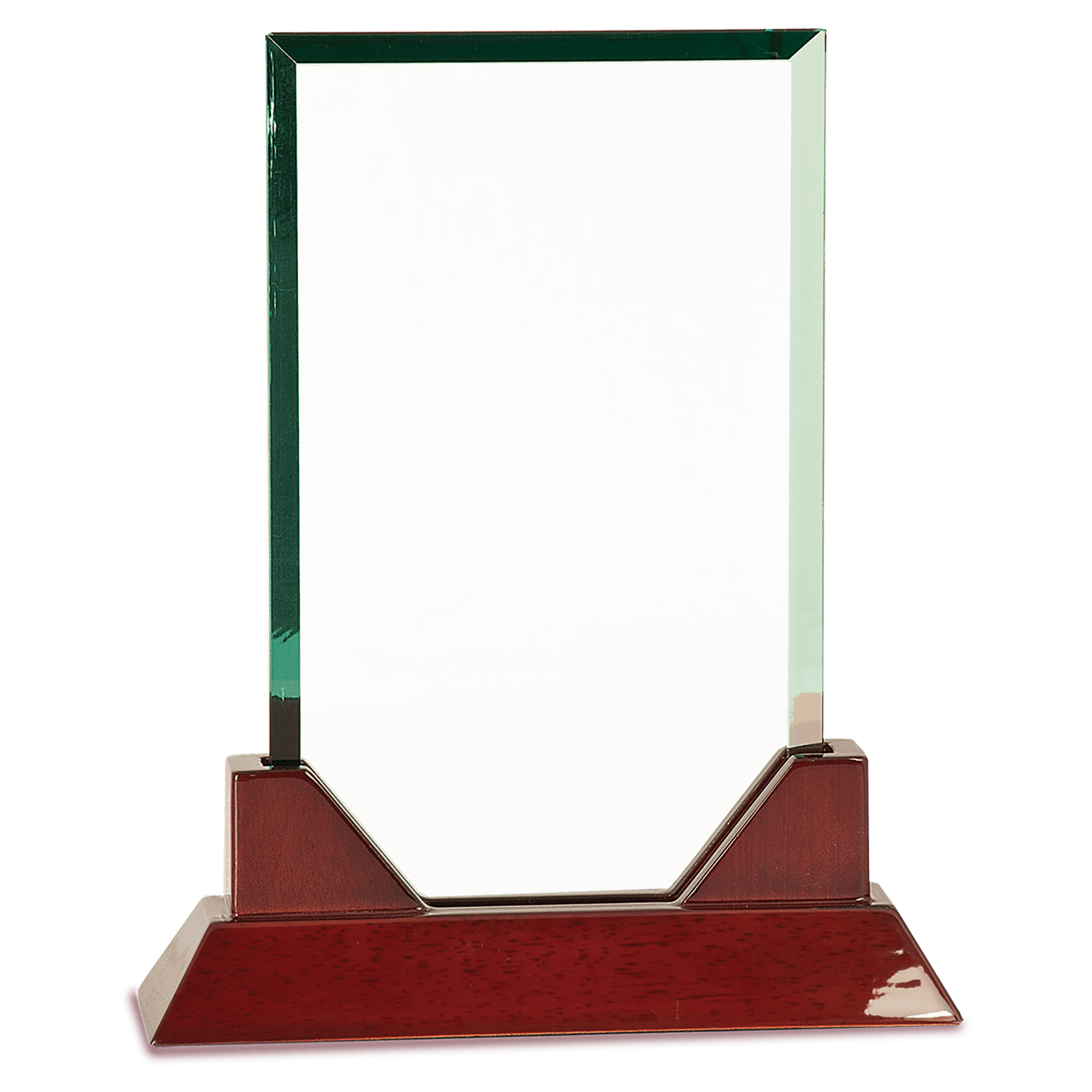 Rectangle Prestige Glass with Rosewood Base - Awards & More #