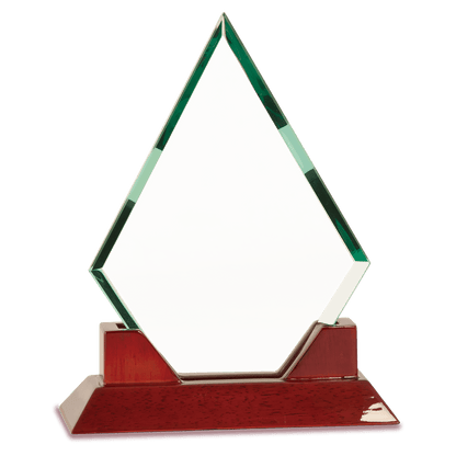 Jade Diamond Prestige Glass with Rosewood Base - Awards & More #