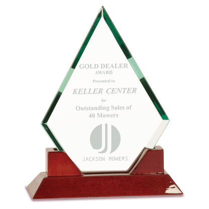 Jade Diamond Prestige Glass with Rosewood Base - Awards & More #