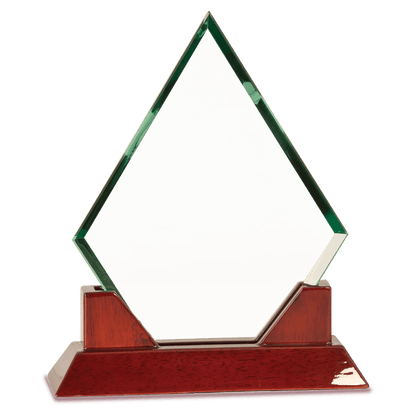 Jade Diamond Prestige Glass with Rosewood Base - Awards & More #