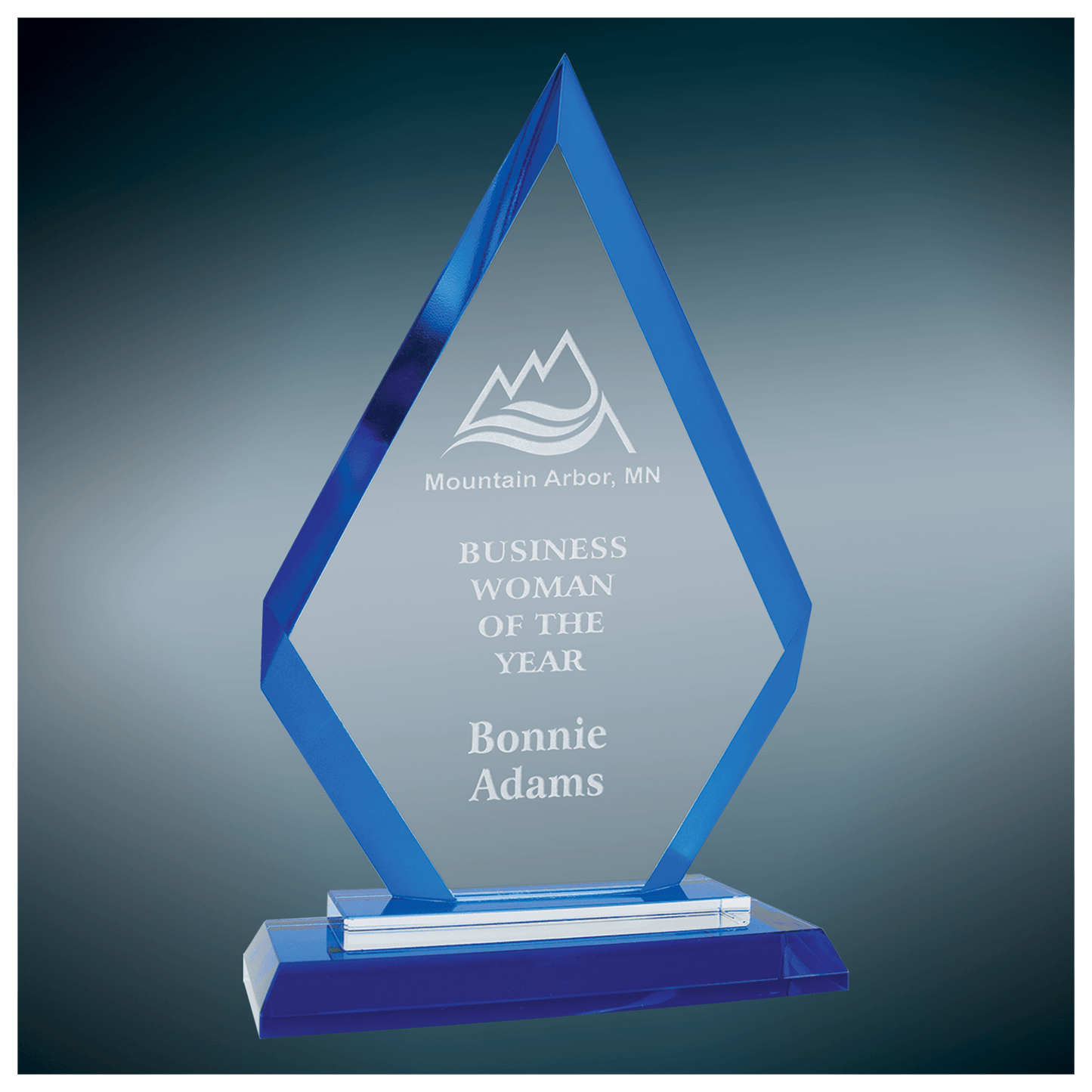 Diamond Regal Glass Award - Blue - Awards & More #